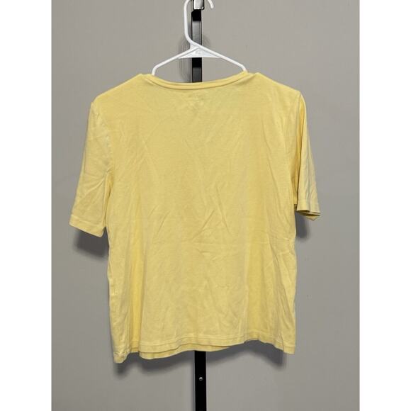 Chico's Womens T-Shirt Yellow Short Sleeve V Neck Stretch Casual Size 1 - Picture 2 of 3